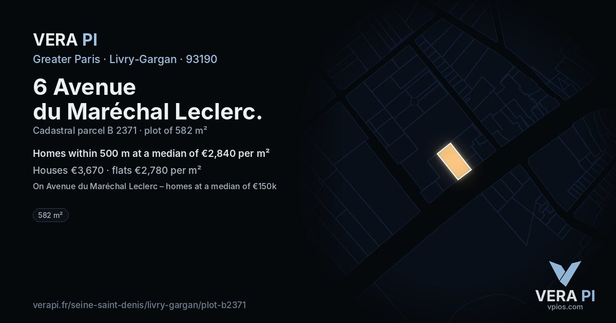 6 Avenue du Maréchal Leclerc, Livry-Gargan at night – the plot lit, the parcels around coloured by the prices near them