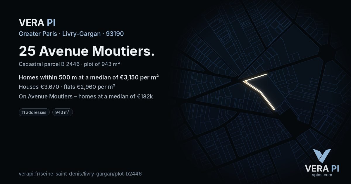 25 Avenue Moutiers, Livry-Gargan at night – the plot lit, the parcels around coloured by the prices near them