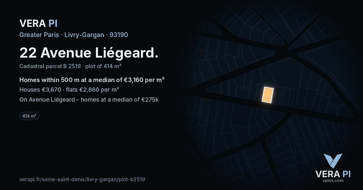 22 Avenue Liégeard, Livry-Gargan at night – the plot lit, the parcels around coloured by the prices near them