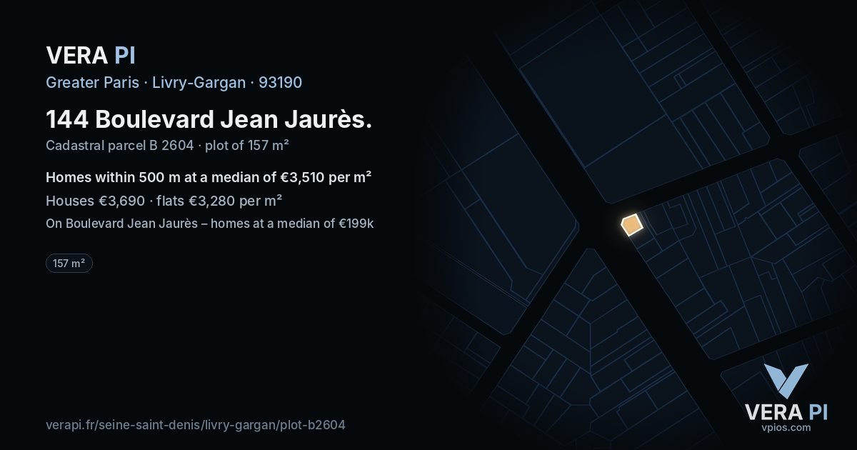 144 Boulevard Jean Jaurès, Livry-Gargan at night – the plot lit, the parcels around coloured by the prices near them