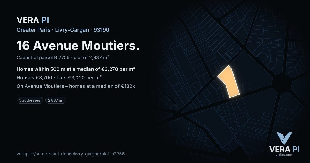 16 Avenue Moutiers, Livry-Gargan at night – the plot lit, the parcels around coloured by the prices near them
