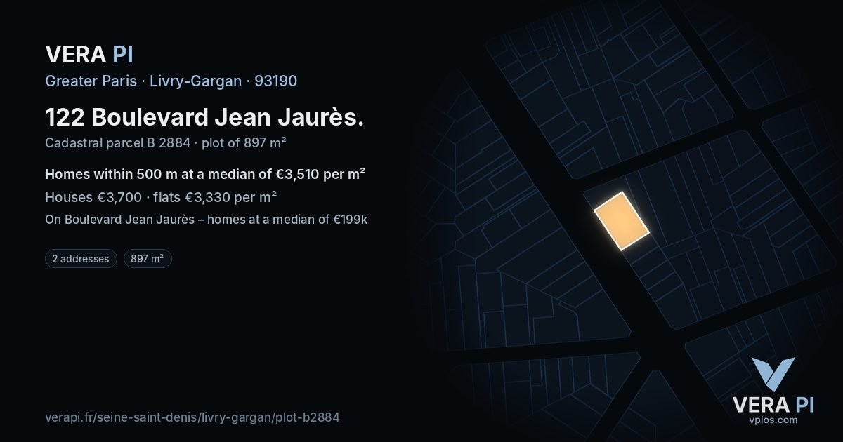 122 Boulevard Jean Jaurès, Livry-Gargan at night – the plot lit, the parcels around coloured by the prices near them