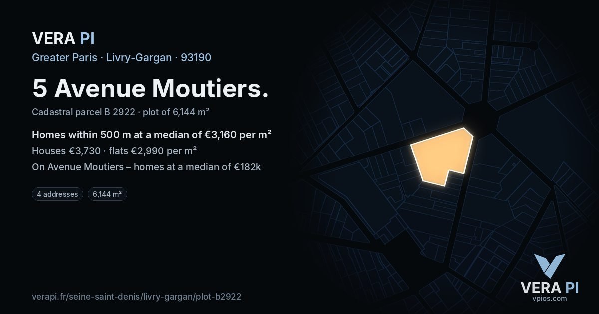 5 Avenue Moutiers, Livry-Gargan at night – the plot lit, the parcels around coloured by the prices near them