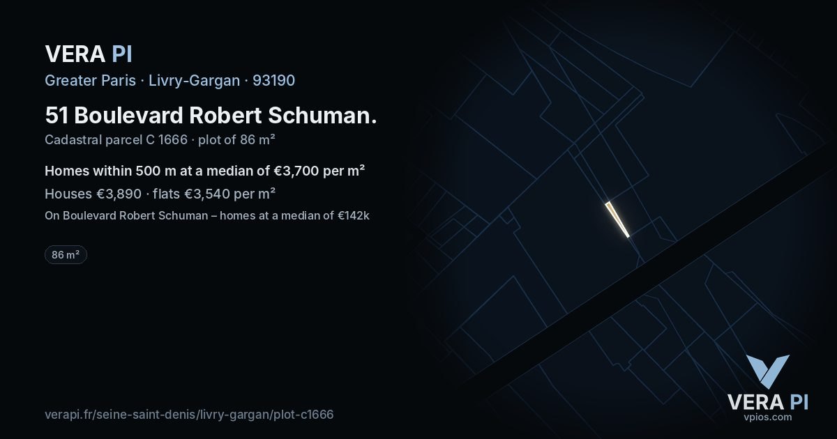 51 Boulevard Robert Schuman, Livry-Gargan at night – the plot lit, the parcels around coloured by the prices near them