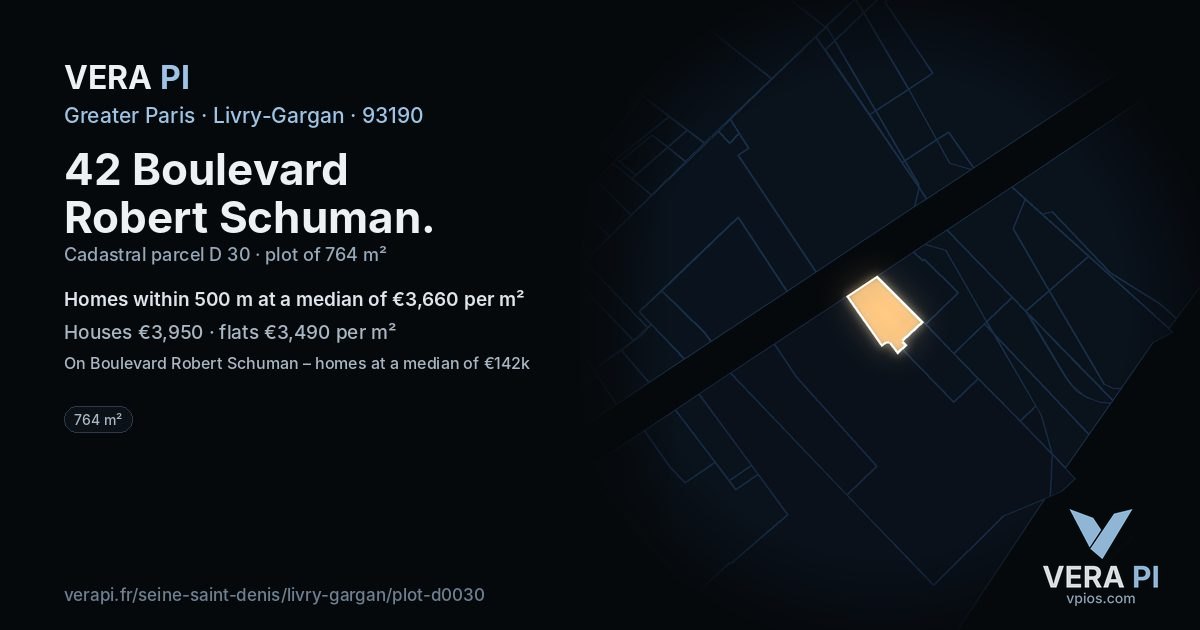 42 Boulevard Robert Schuman, Livry-Gargan at night – the plot lit, the parcels around coloured by the prices near them