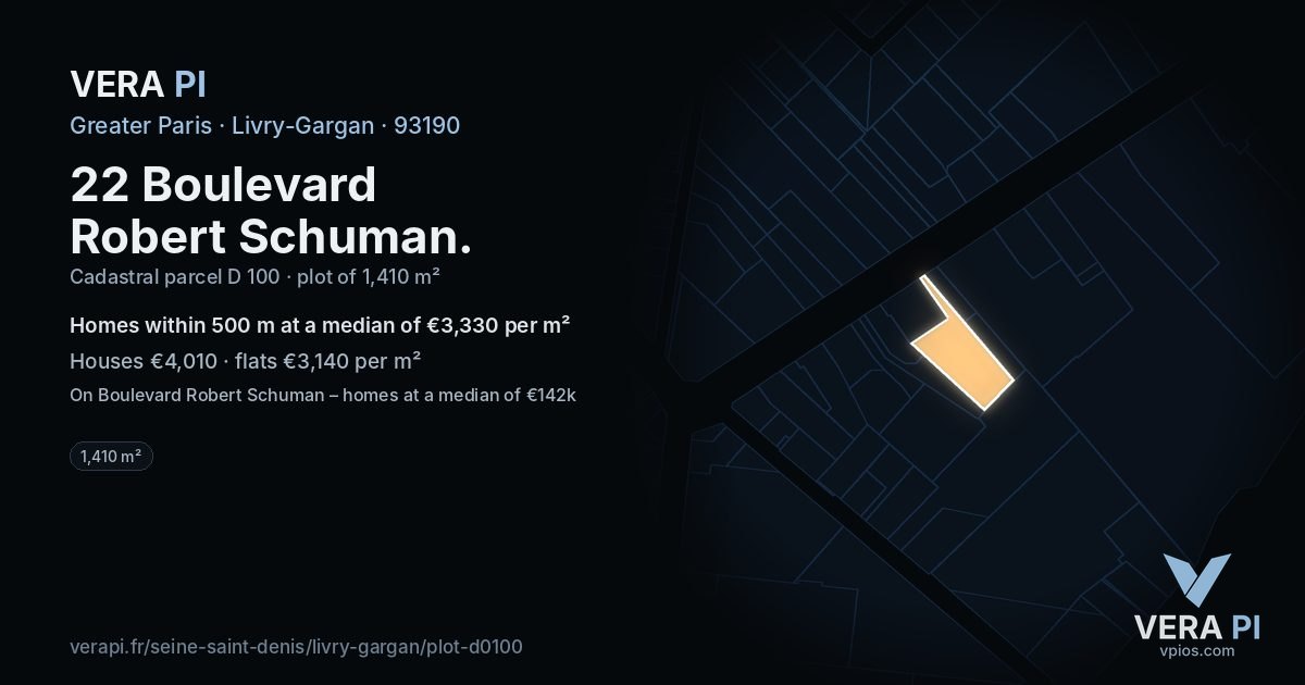 22 Boulevard Robert Schuman, Livry-Gargan at night – the plot lit, the parcels around coloured by the prices near them