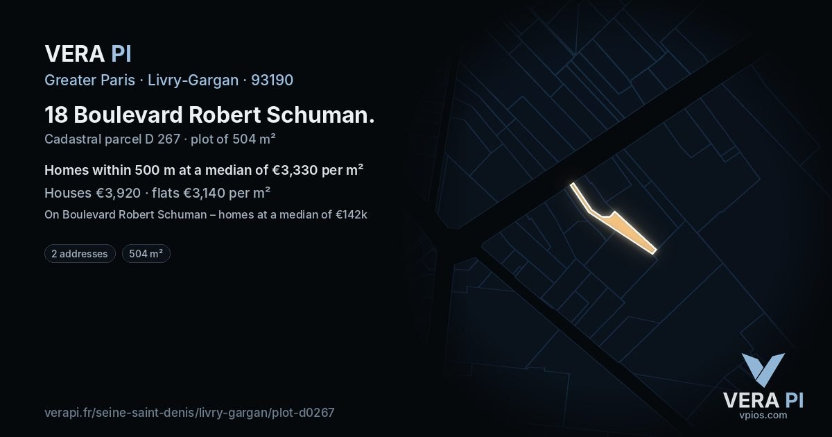 18 Boulevard Robert Schuman, Livry-Gargan at night – the plot lit, the parcels around coloured by the prices near them