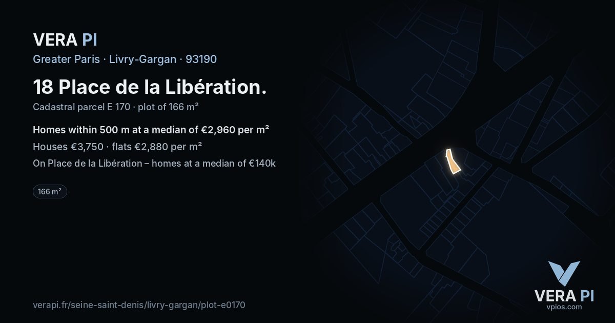 18 Place de la Libération, Livry-Gargan at night – the plot lit, the parcels around coloured by the prices near them