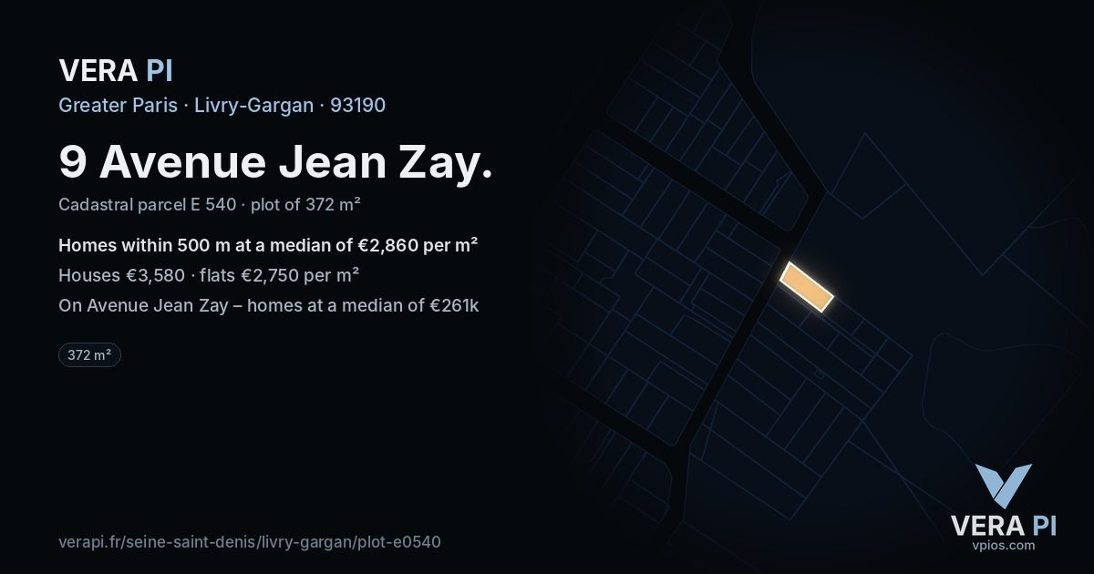 9 Avenue Jean Zay, Livry-Gargan at night – the plot lit, the parcels around coloured by the prices near them