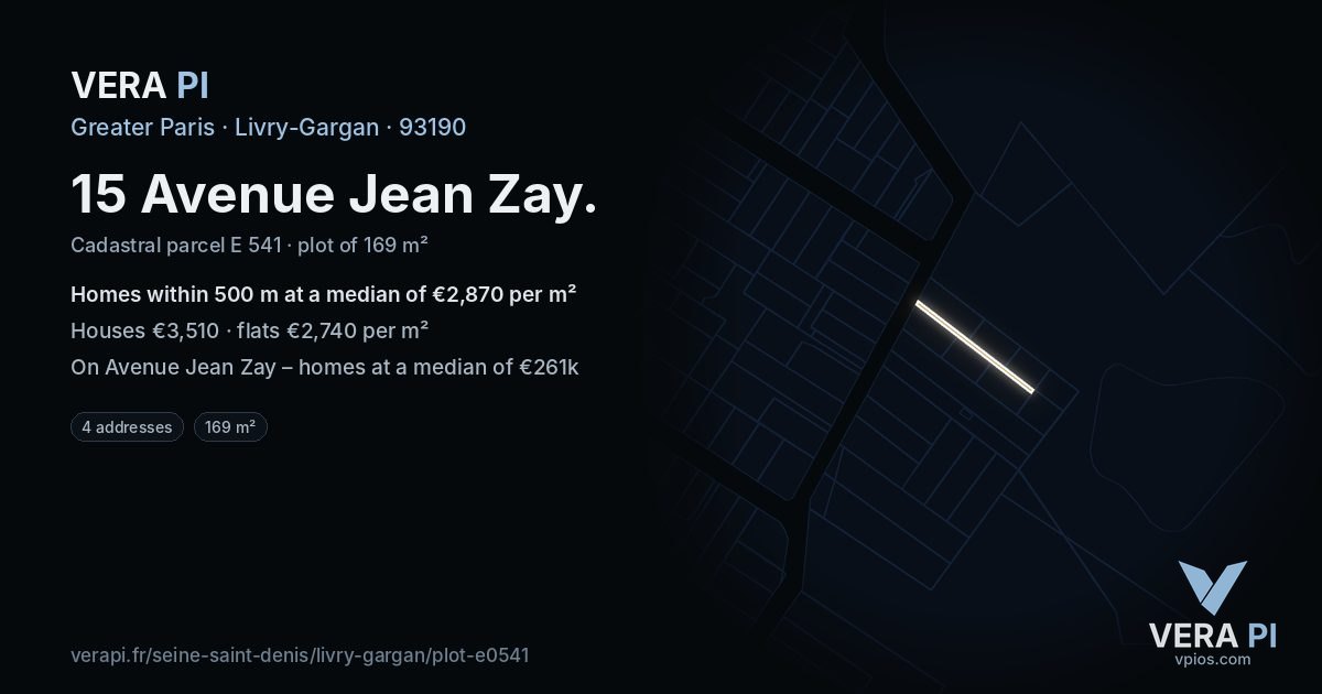 15 Avenue Jean Zay, Livry-Gargan at night – the plot lit, the parcels around coloured by the prices near them