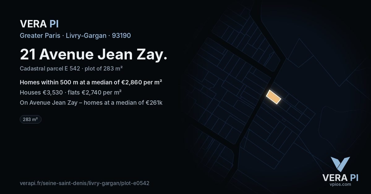 21 Avenue Jean Zay, Livry-Gargan at night – the plot lit, the parcels around coloured by the prices near them