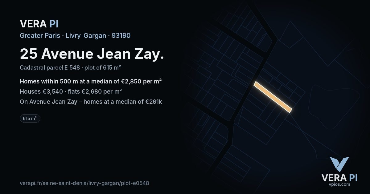 25 Avenue Jean Zay, Livry-Gargan at night – the plot lit, the parcels around coloured by the prices near them