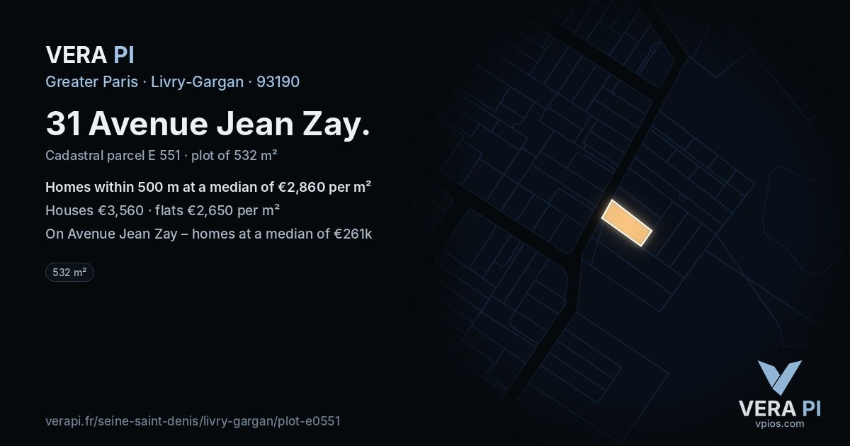 31 Avenue Jean Zay, Livry-Gargan at night – the plot lit, the parcels around coloured by the prices near them