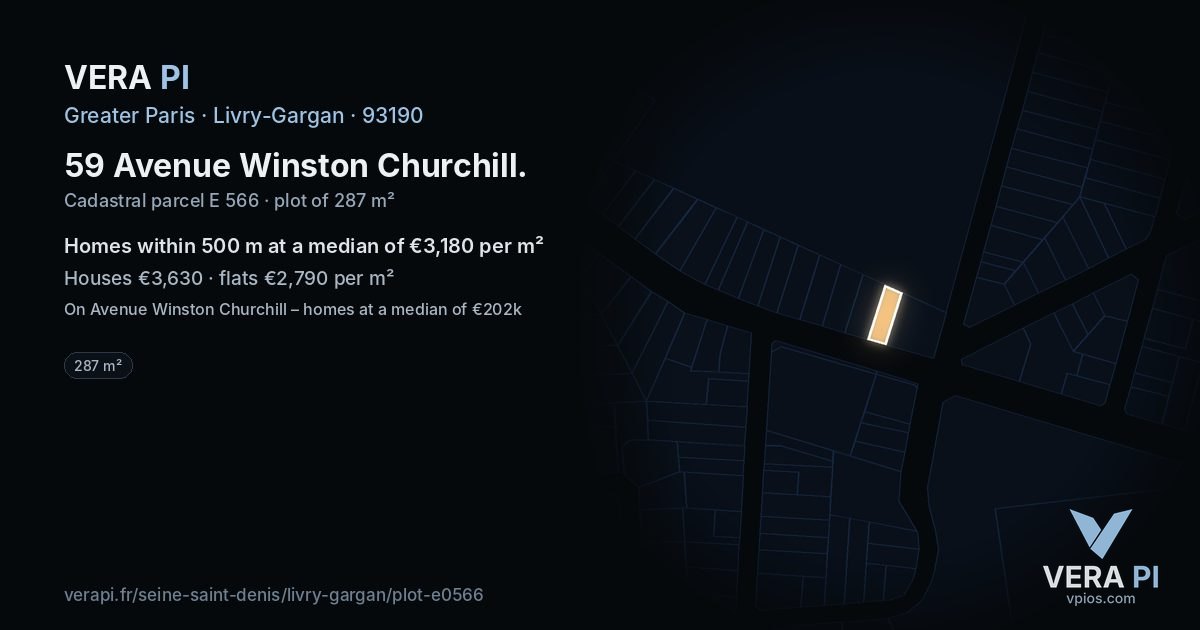 59 Avenue Winston Churchill, Livry-Gargan at night – the plot lit, the parcels around coloured by the prices near them