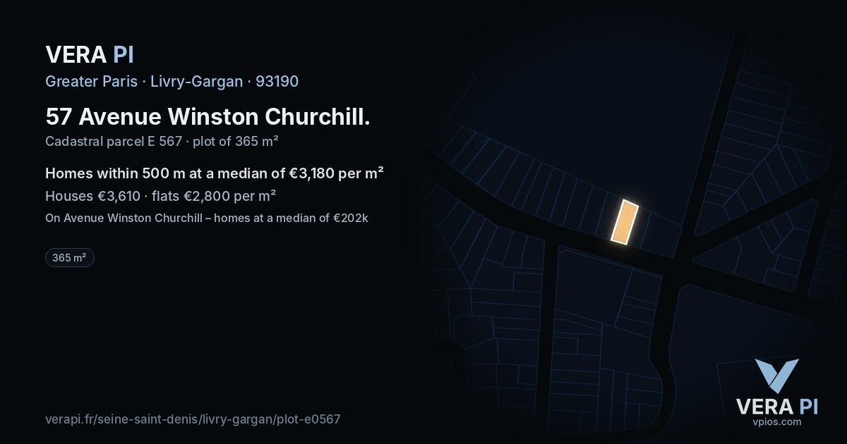 57 Avenue Winston Churchill, Livry-Gargan at night – the plot lit, the parcels around coloured by the prices near them