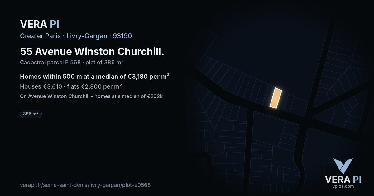55 Avenue Winston Churchill, Livry-Gargan at night – the plot lit, the parcels around coloured by the prices near them