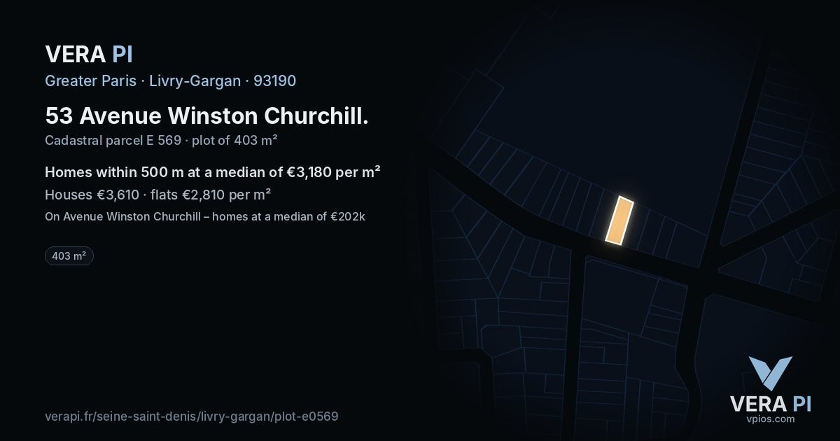 53 Avenue Winston Churchill, Livry-Gargan at night – the plot lit, the parcels around coloured by the prices near them
