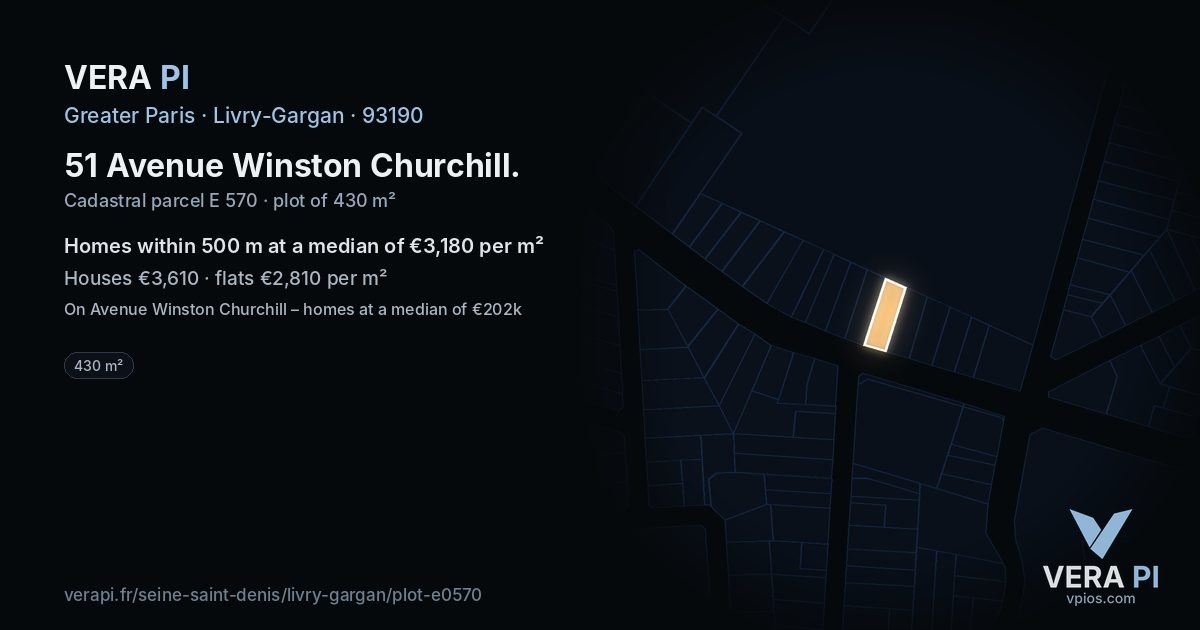 51 Avenue Winston Churchill, Livry-Gargan at night – the plot lit, the parcels around coloured by the prices near them