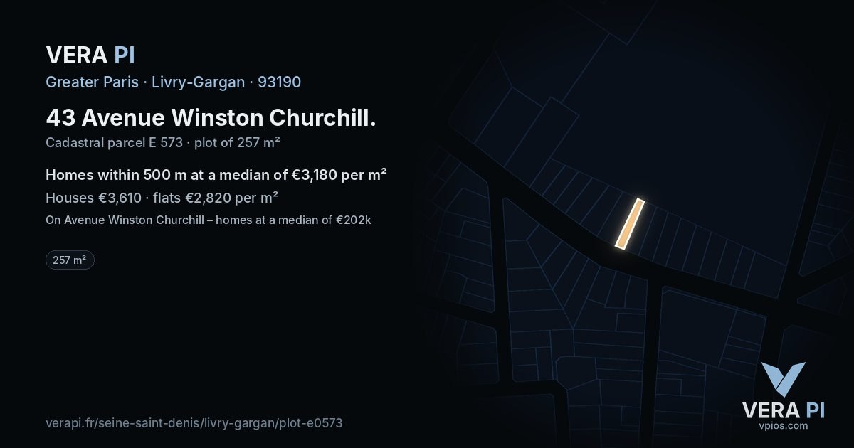 43 Avenue Winston Churchill, Livry-Gargan at night – the plot lit, the parcels around coloured by the prices near them