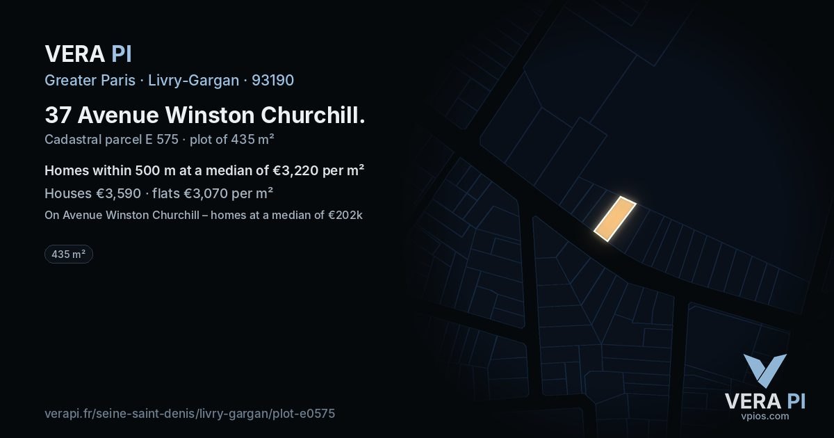 37 Avenue Winston Churchill, Livry-Gargan at night – the plot lit, the parcels around coloured by the prices near them