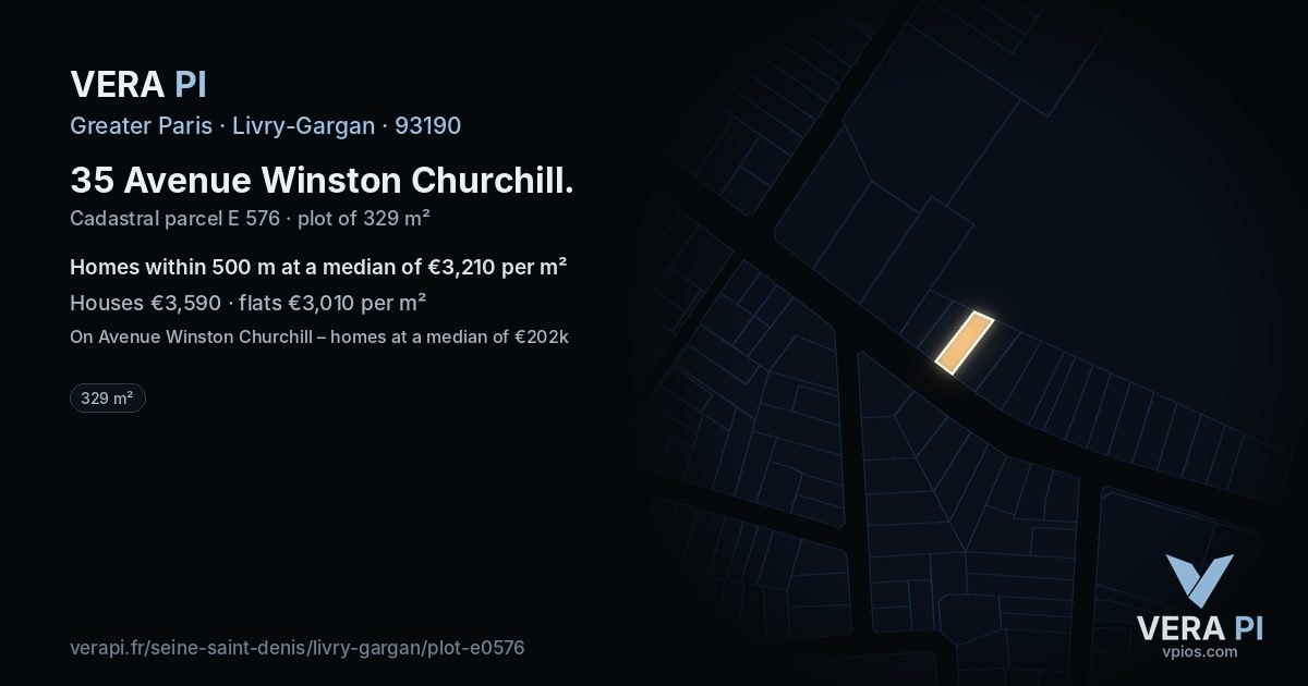 35 Avenue Winston Churchill, Livry-Gargan at night – the plot lit, the parcels around coloured by the prices near them