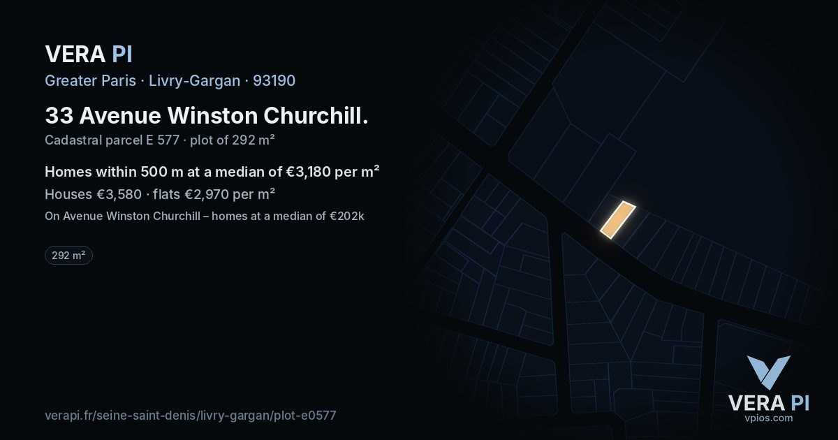 33 Avenue Winston Churchill, Livry-Gargan at night – the plot lit, the parcels around coloured by the prices near them