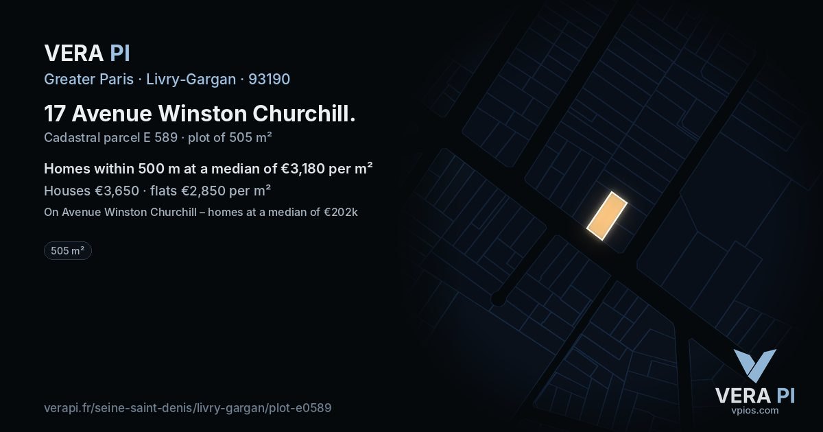 17 Avenue Winston Churchill, Livry-Gargan at night – the plot lit, the parcels around coloured by the prices near them