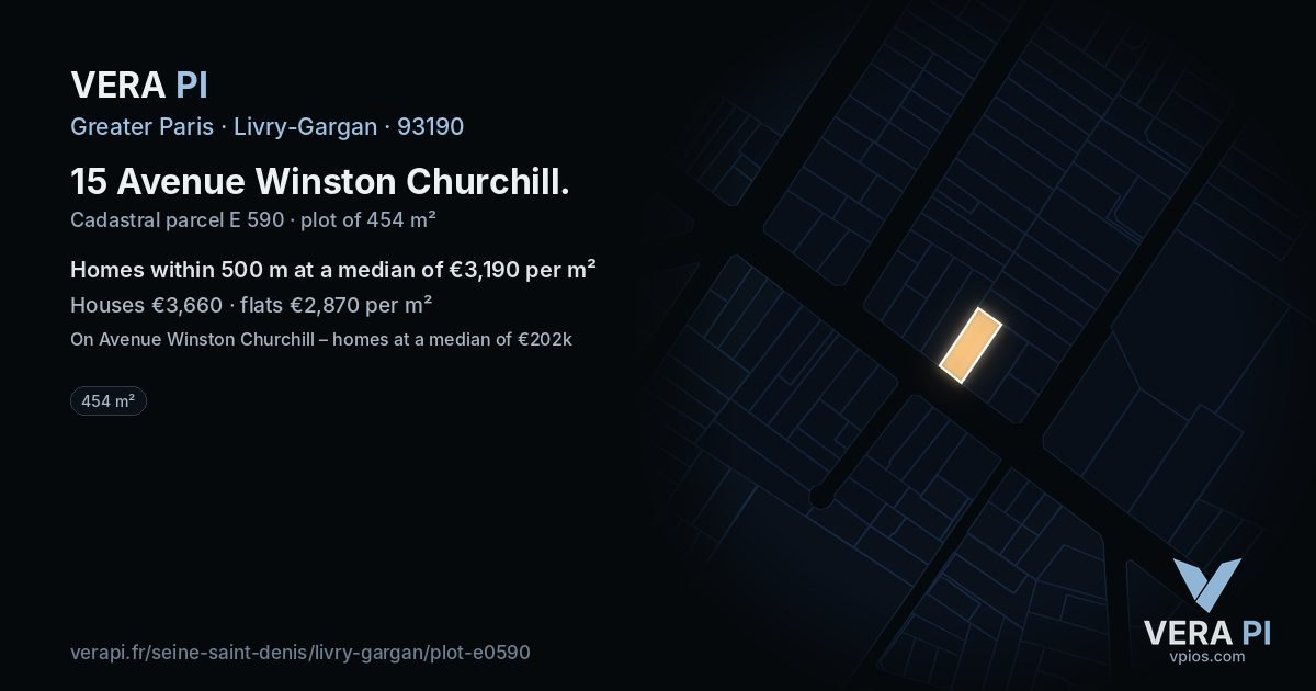 15 Avenue Winston Churchill, Livry-Gargan at night – the plot lit, the parcels around coloured by the prices near them