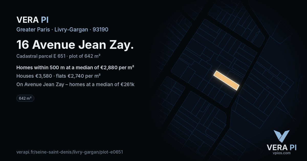 16 Avenue Jean Zay, Livry-Gargan at night – the plot lit, the parcels around coloured by the prices near them