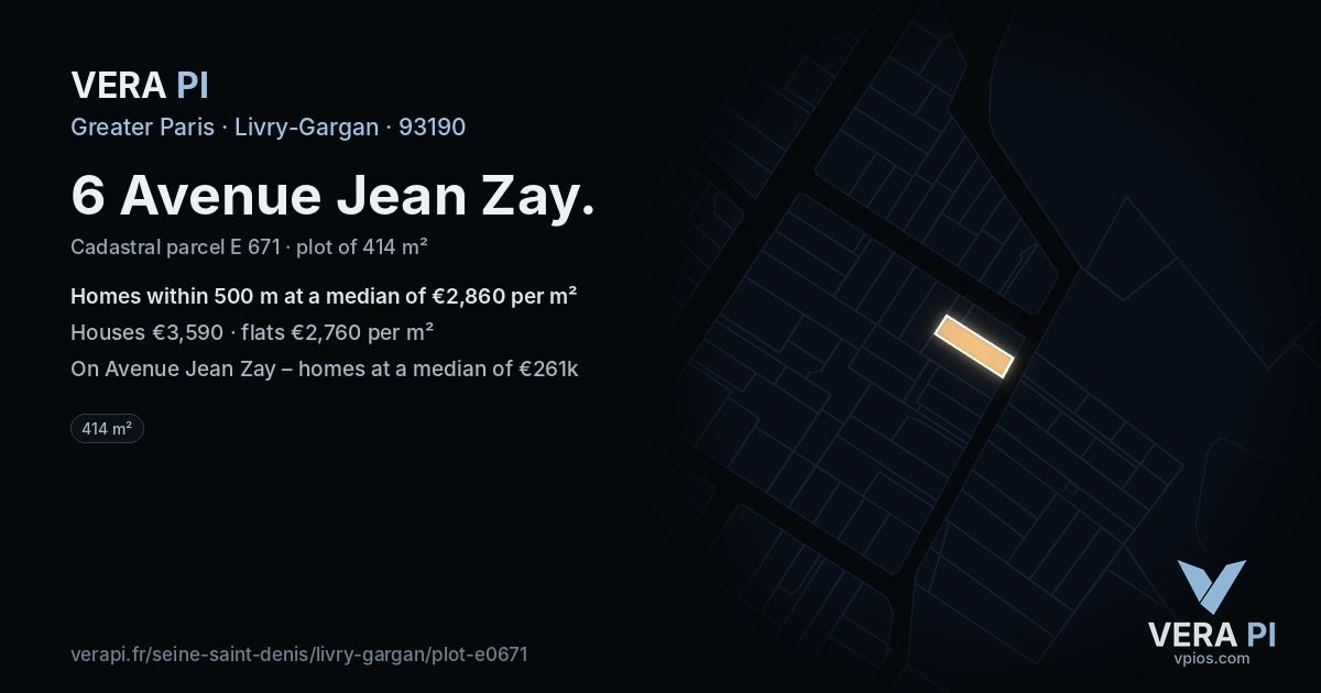 6 Avenue Jean Zay, Livry-Gargan at night – the plot lit, the parcels around coloured by the prices near them