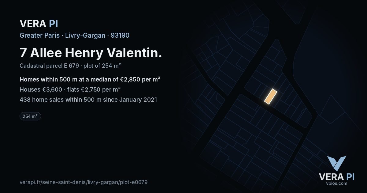 7 Allee Henry Valentin, Livry-Gargan at night – the plot lit, the parcels around coloured by the prices near them