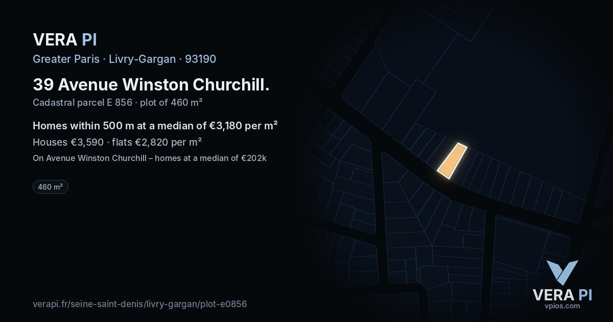 39 Avenue Winston Churchill, Livry-Gargan at night – the plot lit, the parcels around coloured by the prices near them