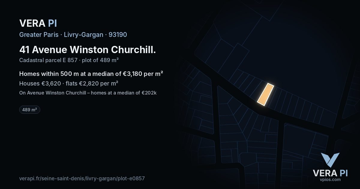 41 Avenue Winston Churchill, Livry-Gargan at night – the plot lit, the parcels around coloured by the prices near them