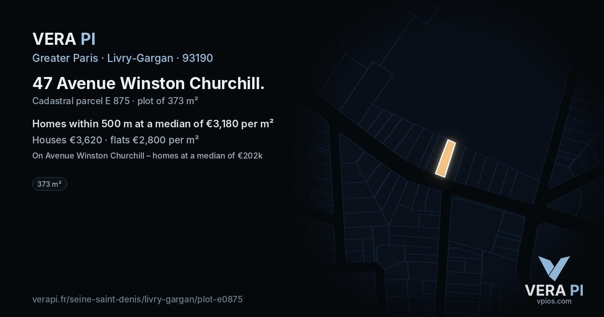47 Avenue Winston Churchill, Livry-Gargan at night – the plot lit, the parcels around coloured by the prices near them