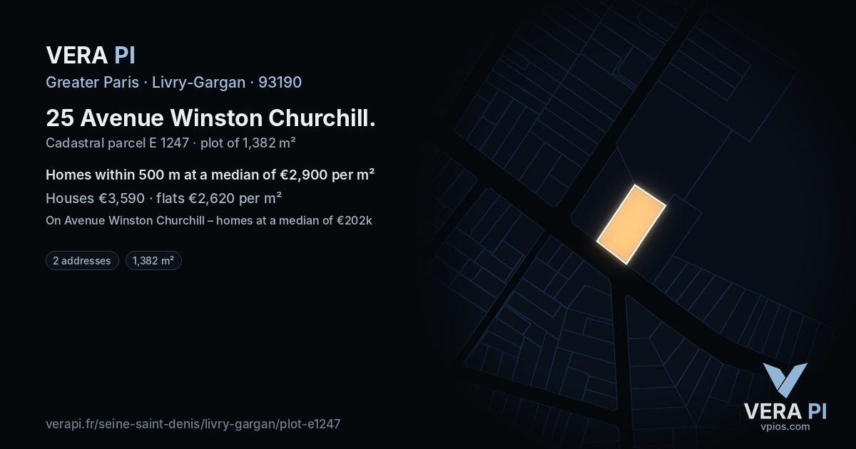 25 Avenue Winston Churchill, Livry-Gargan at night – the plot lit, the parcels around coloured by the prices near them