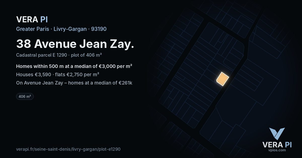 38 Avenue Jean Zay, Livry-Gargan at night – the plot lit, the parcels around coloured by the prices near them