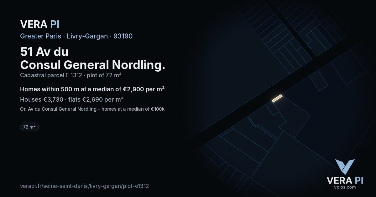 51 Av du Consul General Nordling, Livry-Gargan at night – the plot lit, the parcels around coloured by the prices near them