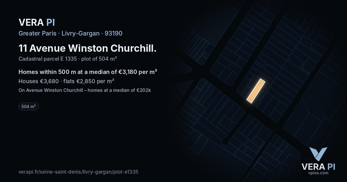11 Avenue Winston Churchill, Livry-Gargan at night – the plot lit, the parcels around coloured by the prices near them