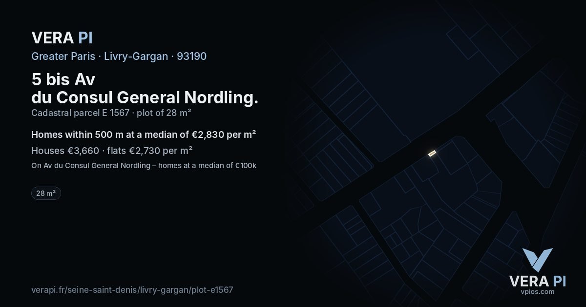 5 bis Av du Consul General Nordling, Livry-Gargan at night – the plot lit, the parcels around coloured by the prices near them