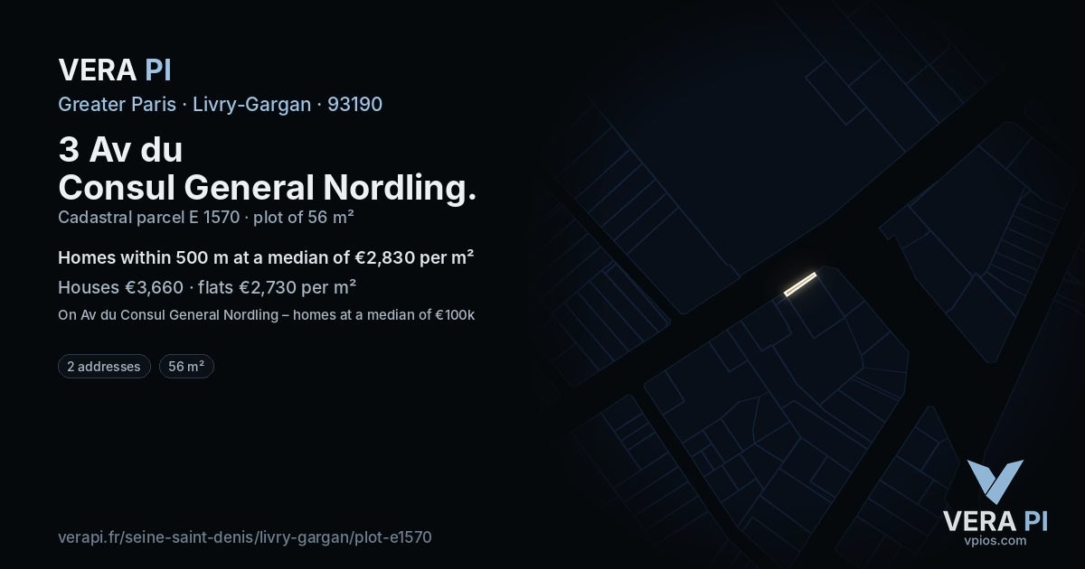 3 Av du Consul General Nordling, Livry-Gargan at night – the plot lit, the parcels around coloured by the prices near them