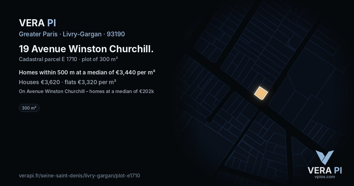 19 Avenue Winston Churchill, Livry-Gargan at night – the plot lit, the parcels around coloured by the prices near them