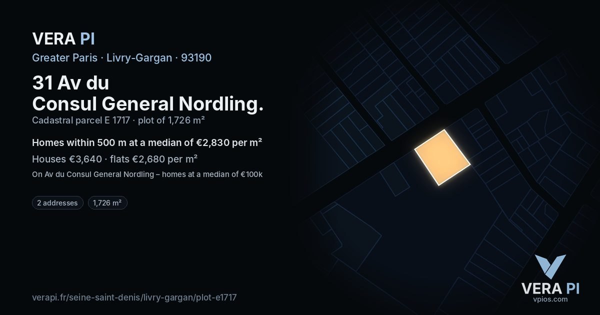 31 Av du Consul General Nordling, Livry-Gargan at night – the plot lit, the parcels around coloured by the prices near them