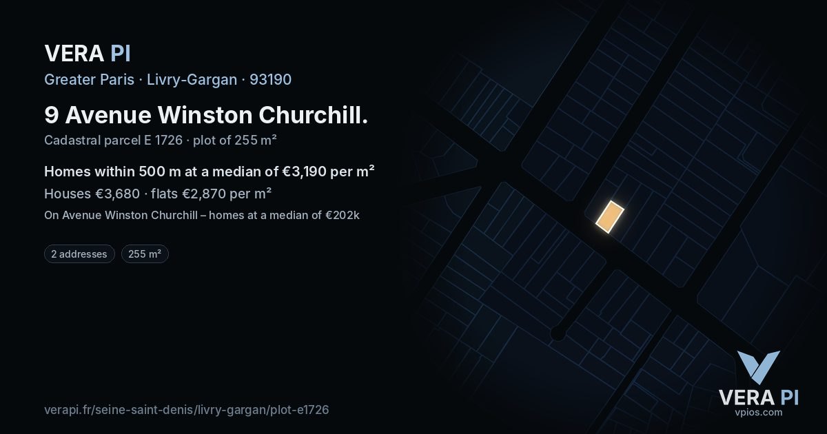 9 Avenue Winston Churchill, Livry-Gargan at night – the plot lit, the parcels around coloured by the prices near them
