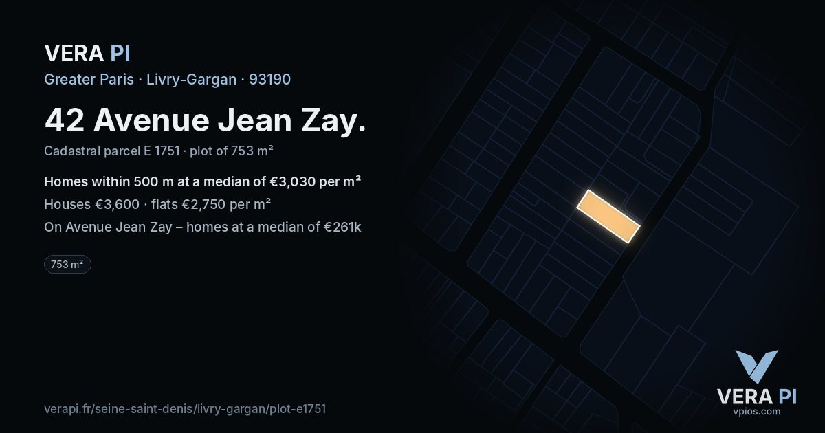 42 Avenue Jean Zay, Livry-Gargan at night – the plot lit, the parcels around coloured by the prices near them