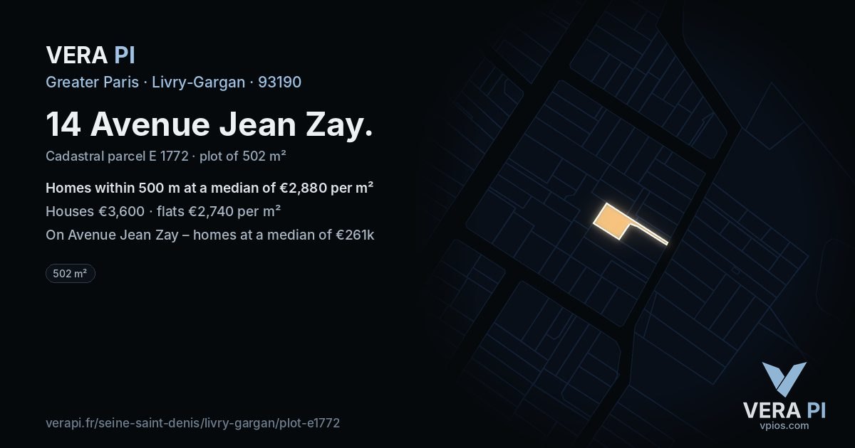 14 Avenue Jean Zay, Livry-Gargan at night – the plot lit, the parcels around coloured by the prices near them