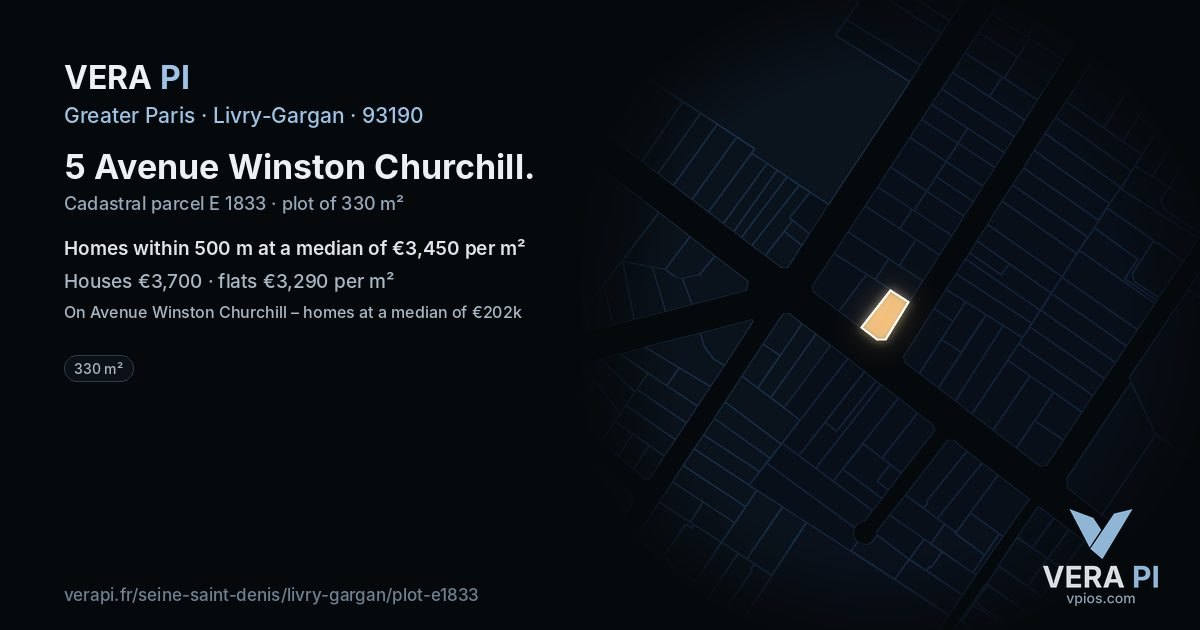 5 Avenue Winston Churchill, Livry-Gargan at night – the plot lit, the parcels around coloured by the prices near them