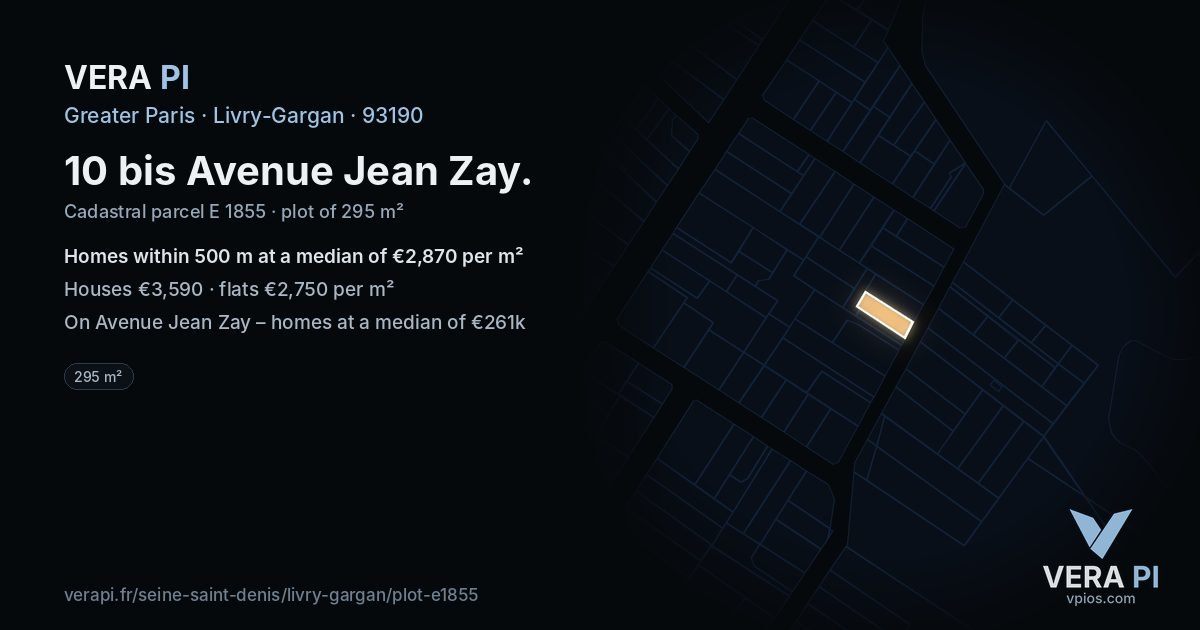10 bis Avenue Jean Zay, Livry-Gargan at night – the plot lit, the parcels around coloured by the prices near them