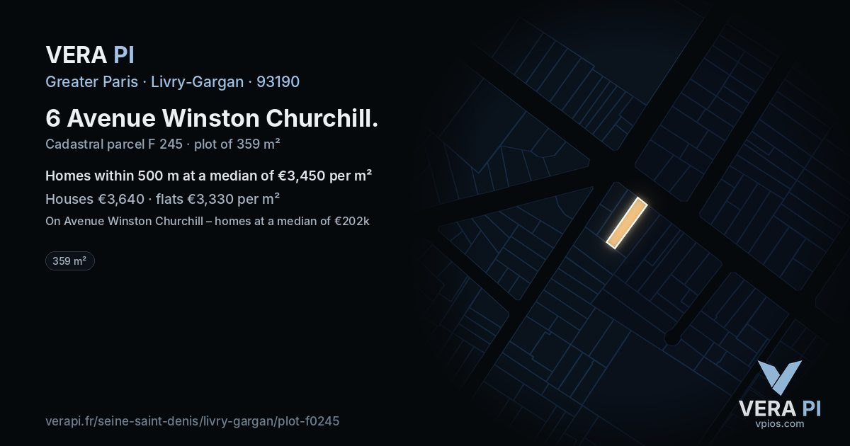 6 Avenue Winston Churchill, Livry-Gargan at night – the plot lit, the parcels around coloured by the prices near them
