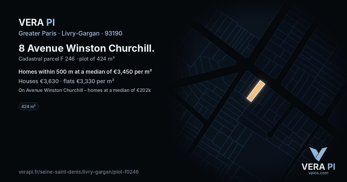 8 Avenue Winston Churchill, Livry-Gargan at night – the plot lit, the parcels around coloured by the prices near them
