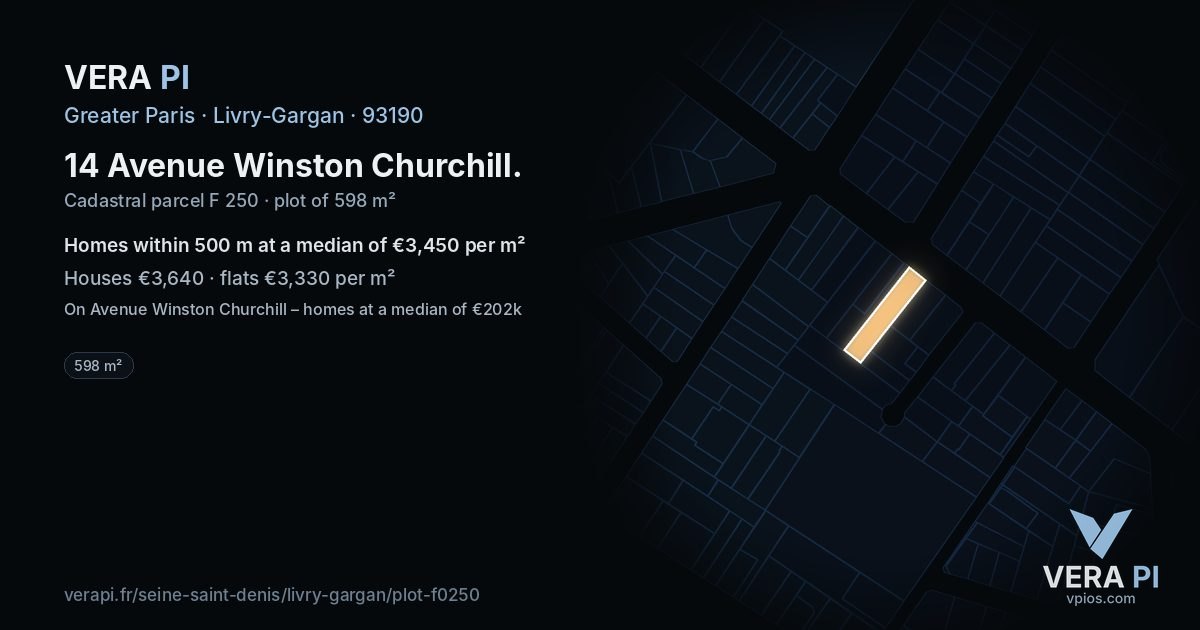 14 Avenue Winston Churchill, Livry-Gargan at night – the plot lit, the parcels around coloured by the prices near them